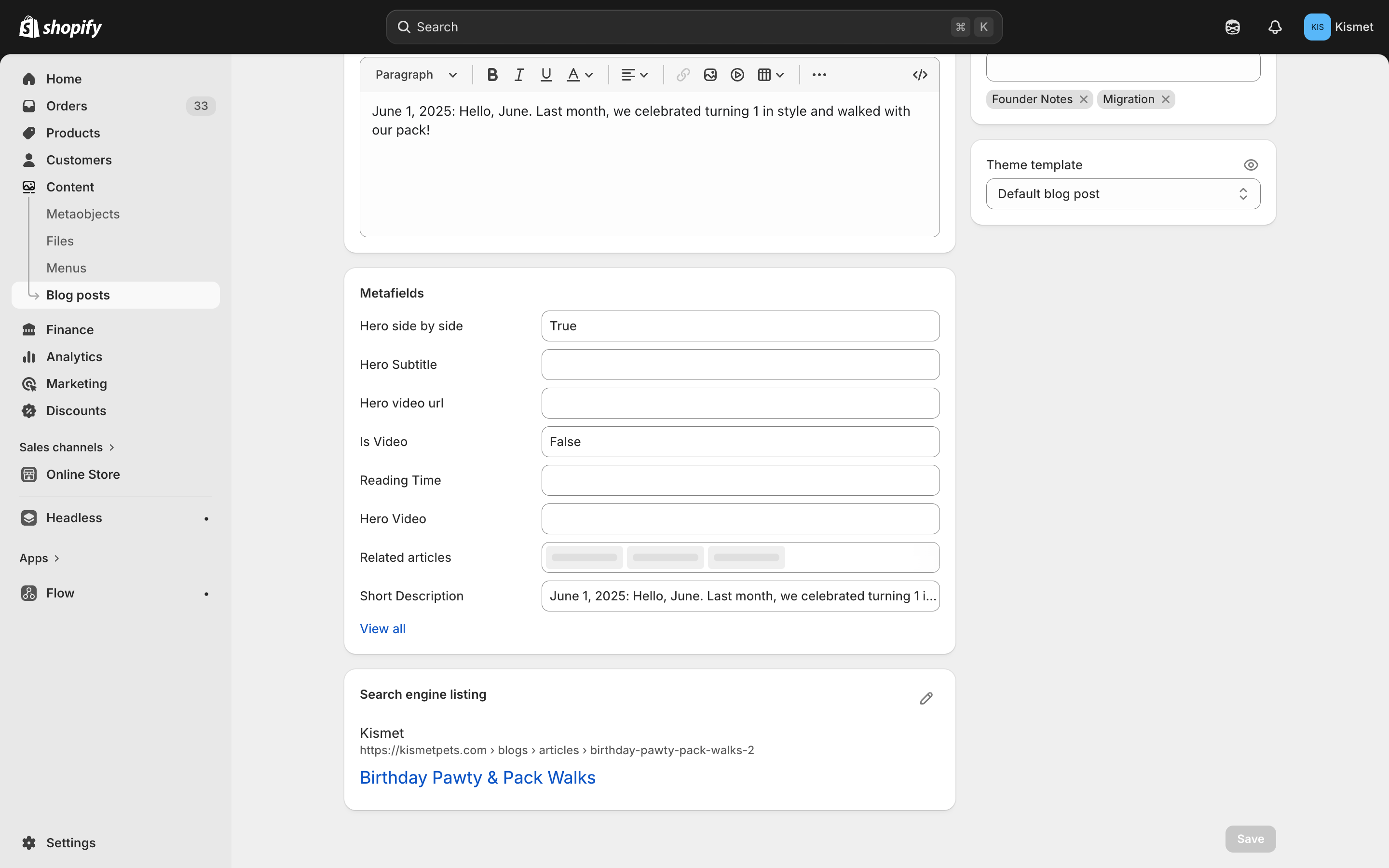 Search engine listing section